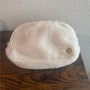 Lululemon Cream Sherpa Zip Pouch